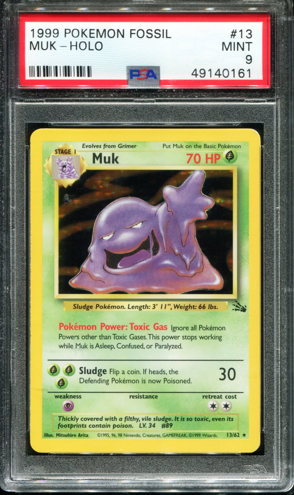 MUK HOLO 13/62 PSA 9 FOSSIL POKEMON