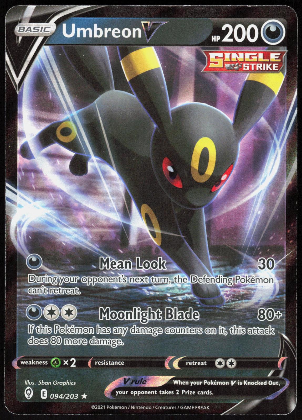 UMBREON V 094/203 EVOLVING SKIES POKEMON ULTRA RARE HOLO LP