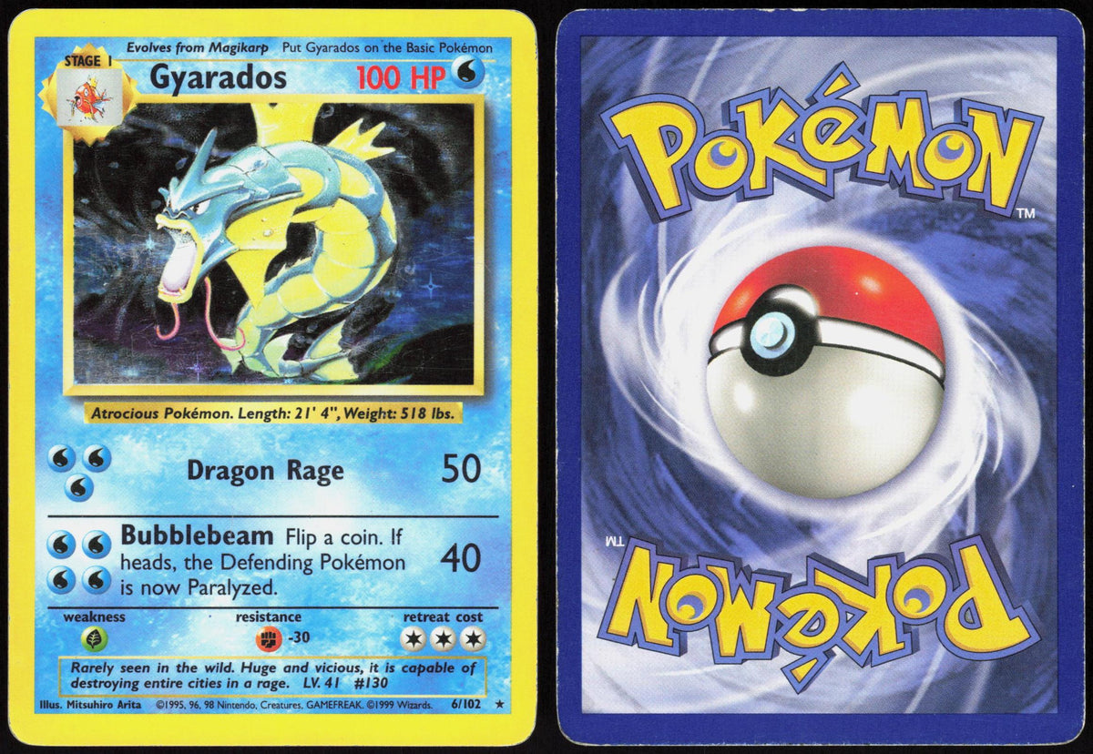 GYARADOS 6/102 BASE SET UNLIMITED POKEMON HOLO RARE MP