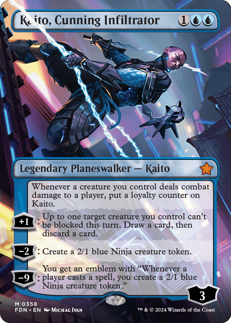 MAGIC: THE GATHERING  - Kaito, Cunning Infiltrator (Borderless) (FDN-358) - Foundations Foil