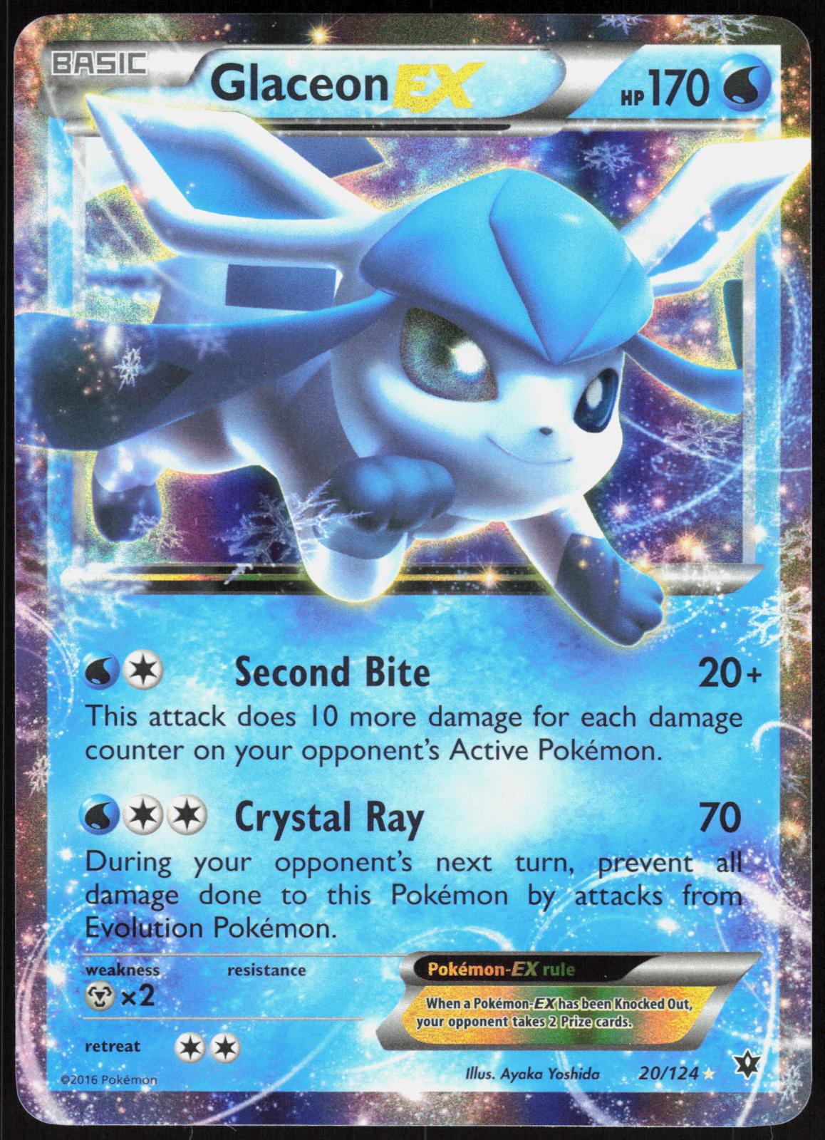 GLACEON EX 20/124 FATES COLLIDE POKEMON EX RARE HOLO LP