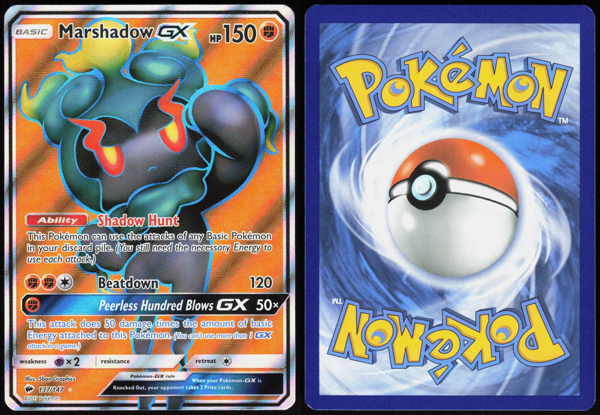 MARSHADOW GX 137/147 BURNING SHADOWS POKEMON ULTRA RARE HOLO LP