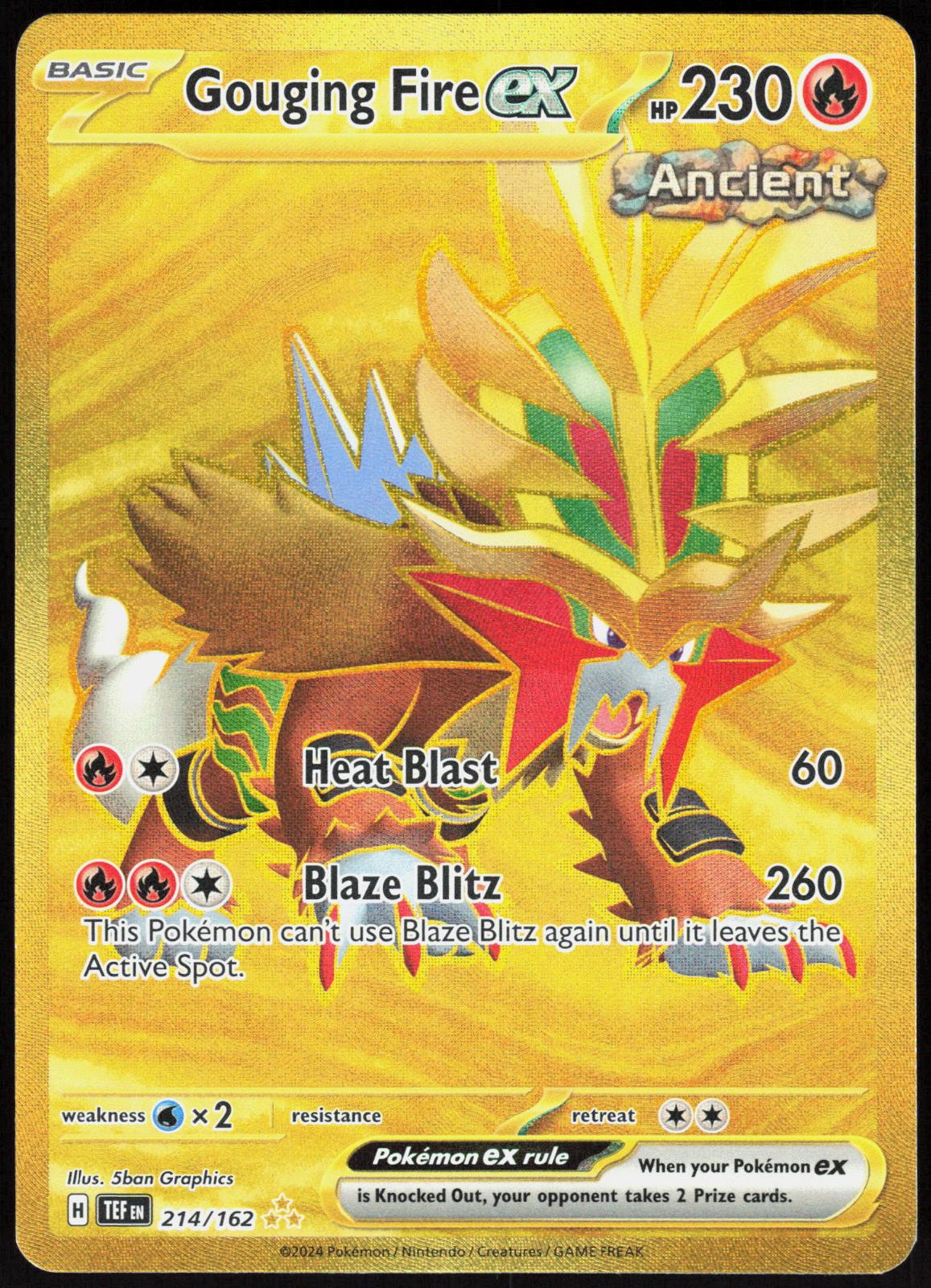 GOUGING FIRE EX 214/162 TEMPORAL FORCES POKEMON HYPER RARE HOLO LP