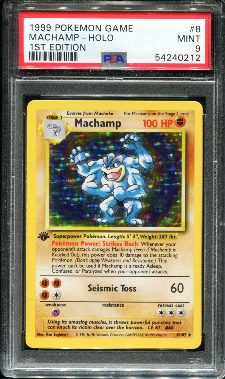 MACHAMP HOLO 8/102 PSA 9 1ST EDITION GAME POKEMON