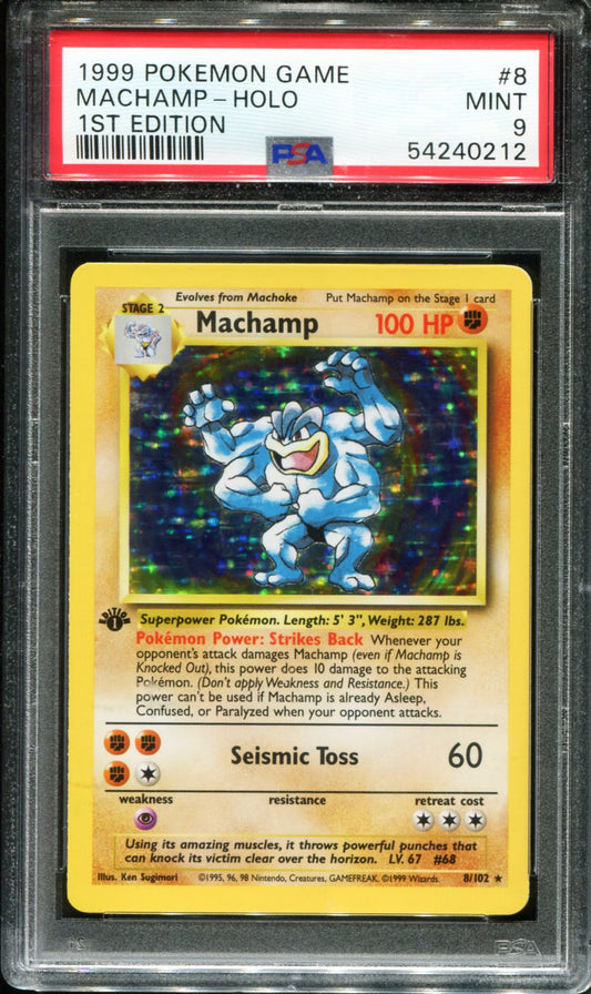 MACHAMP HOLO 8/102 PSA 9 1ST EDITION GAME POKEMON