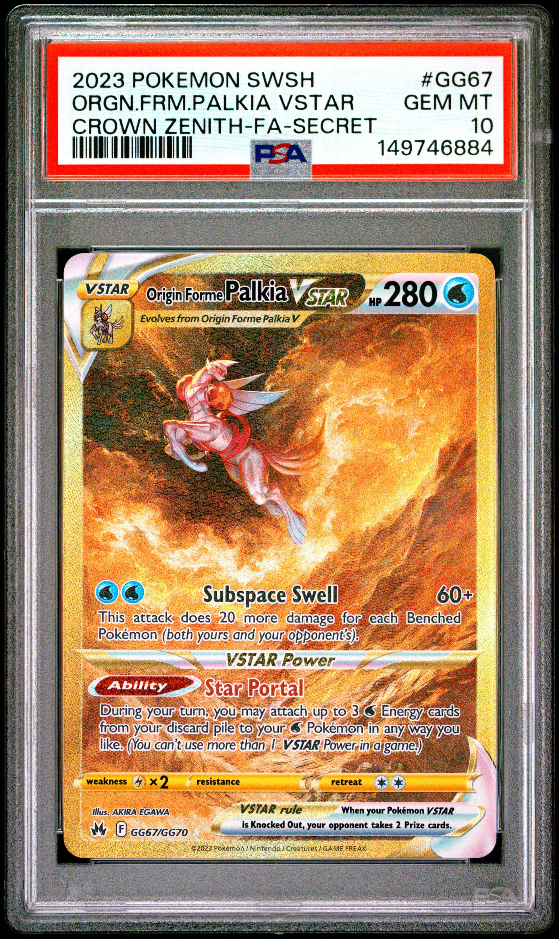 POKEMON TCG - ORIGIN FORME PALKIA VSTAR GG67/GG70 PSA 10 SECRET POKEMON