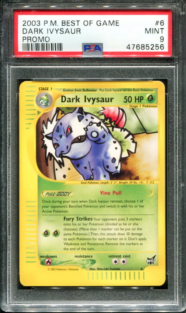 DARK IVYSAUR 6/9 PSA 9 BEST OF GAME PROMO POKEMON