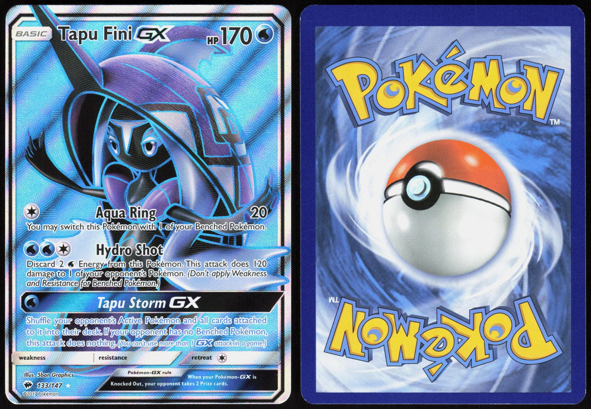 TAPU FINI GX 133/147 BURNING SHADOWS POKEMON ULTRA RARE HOLO LP