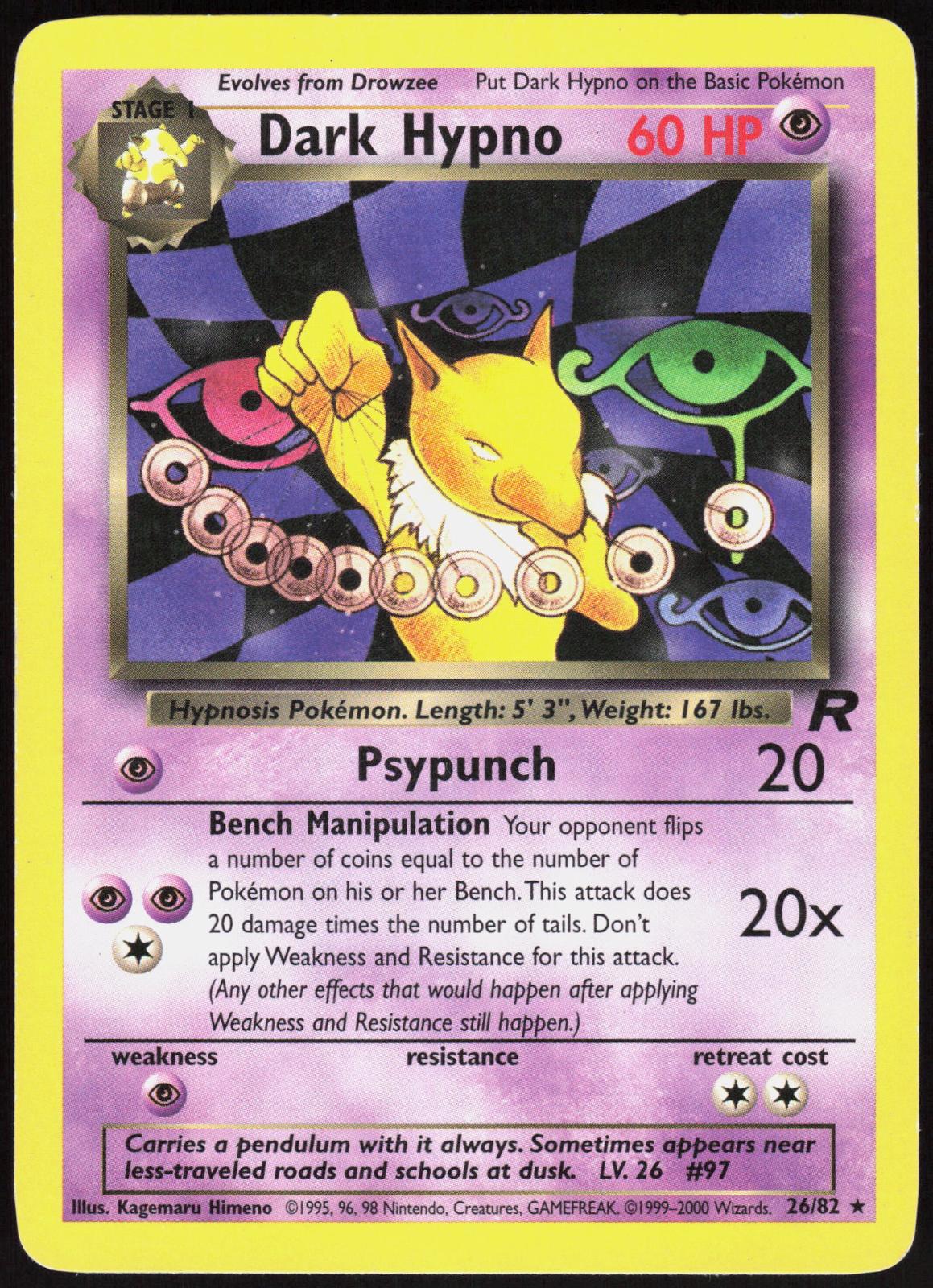 DARK HYPNO 26/82 TEAM ROCKET POKEMON RARE UNLIMITED MP
