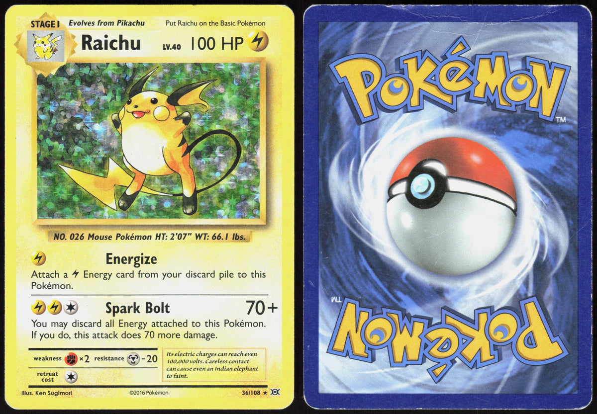 RAICHU 36/108 EVOLUTIONS POKEMON RARE HOLO HP