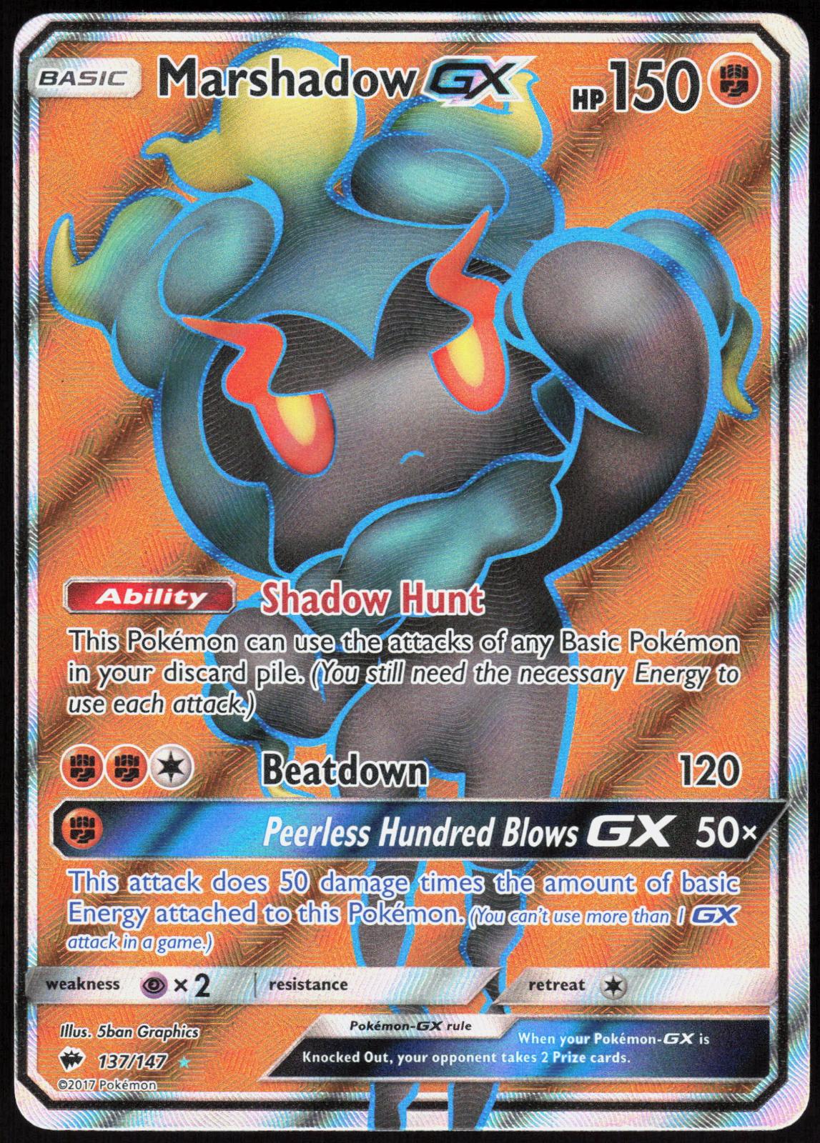 MARSHADOW GX 137/147 BURNING SHADOWS POKEMON ULTRA RARE HOLO LP