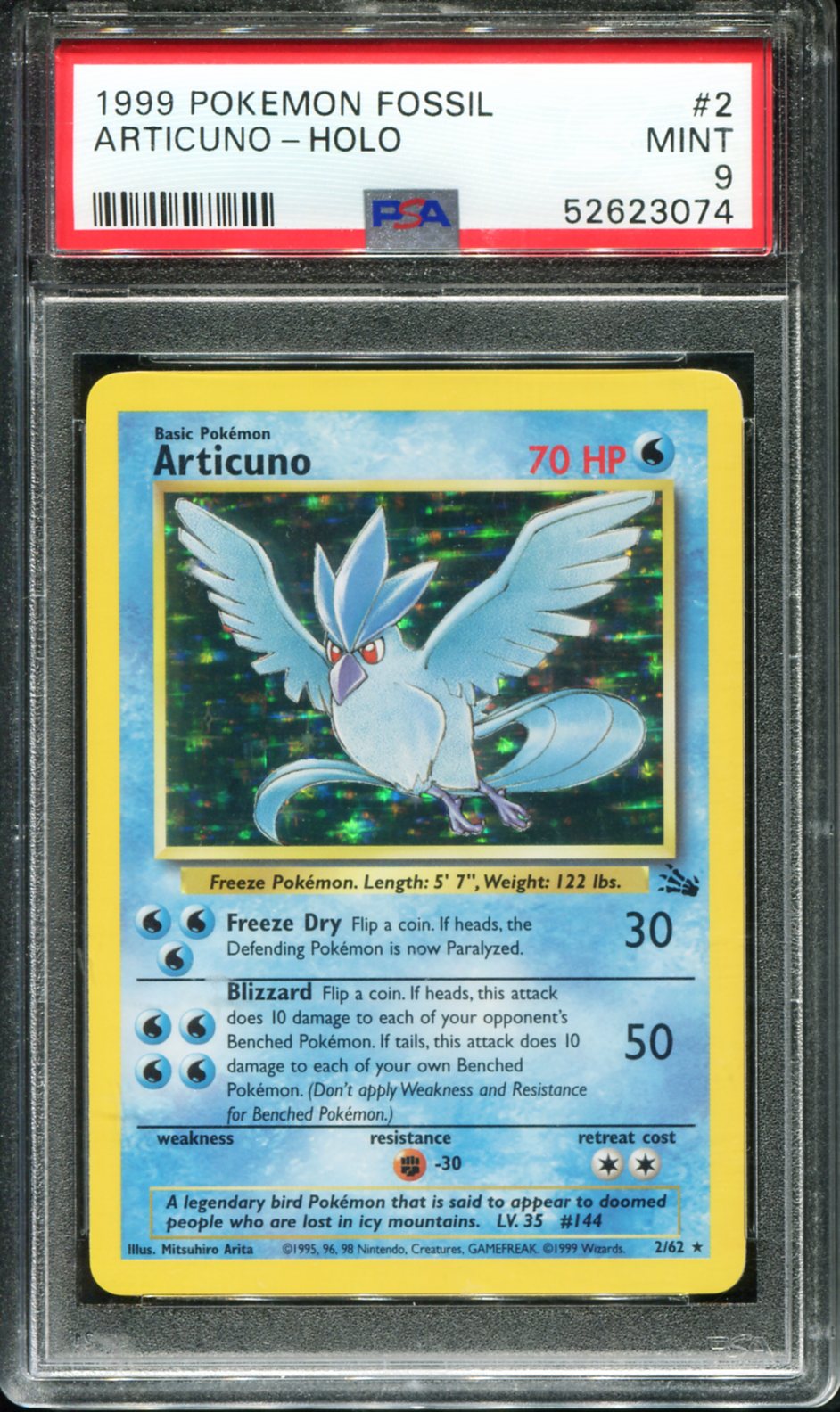 ARTICUNO HOLO 2/62 PSA 9 FOSSIL POKEMON