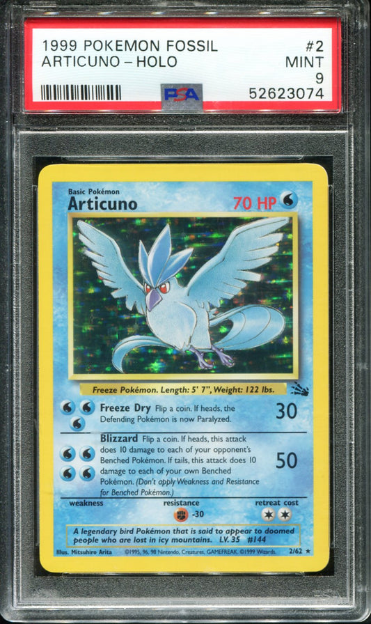 ARTICUNO HOLO 2/62 PSA 9 FOSSIL POKEMON