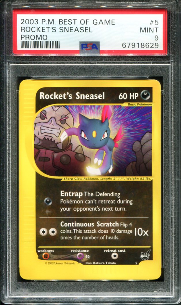 ROCKET'S SNEASEL 5/9 PSA 9 BEST OF GAME PROMO POKEMON