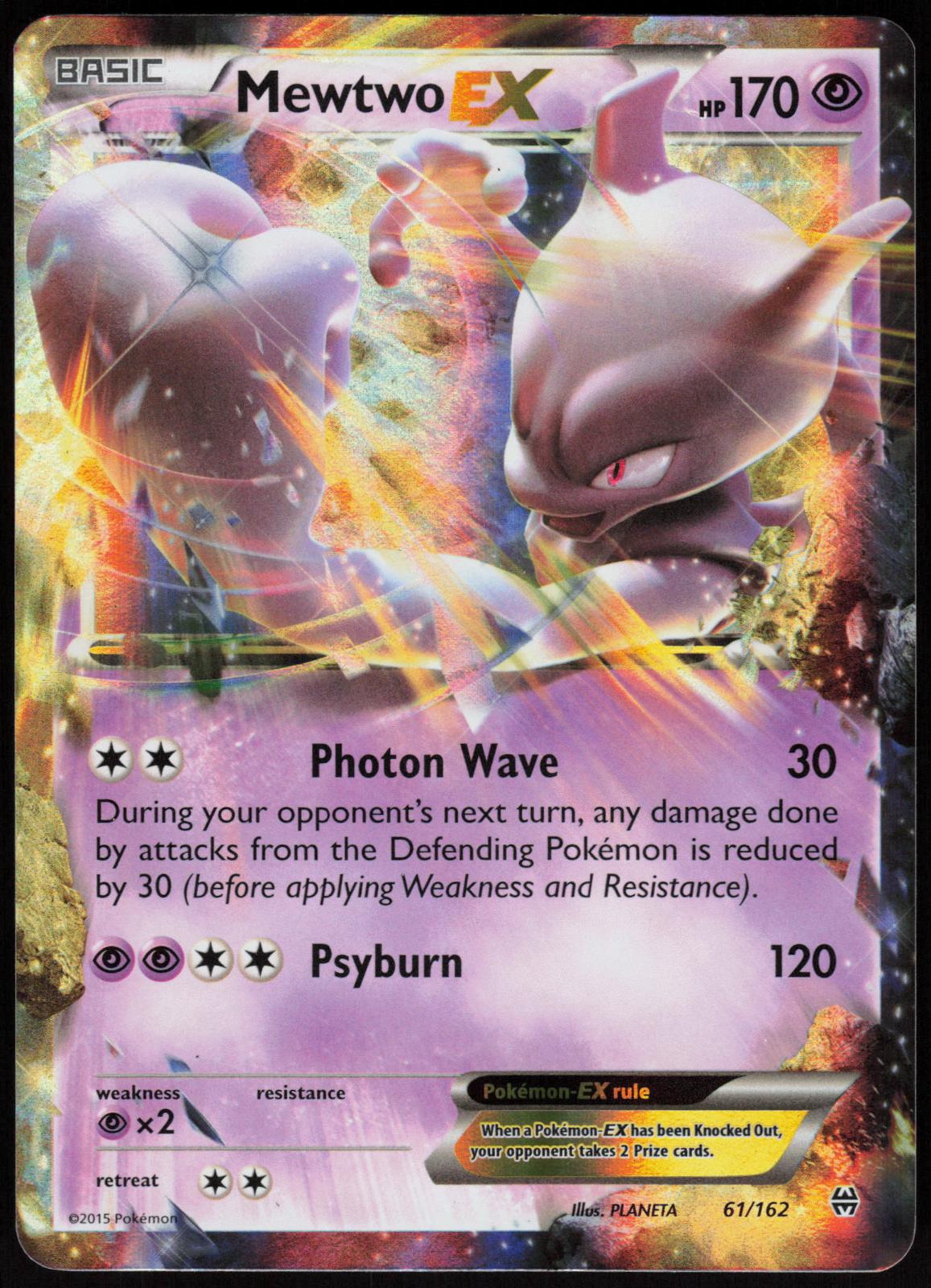 MEWTWO EX 61/162 BREAKTHROUGH POKEMON EX RARE HOLO LP