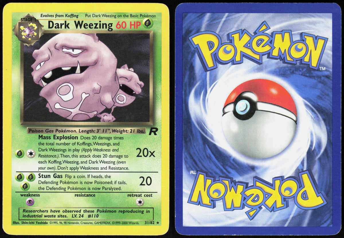 DARK WEEZING 31/82 TEAM ROCKET POKEMON RARE UNLIMITED MP