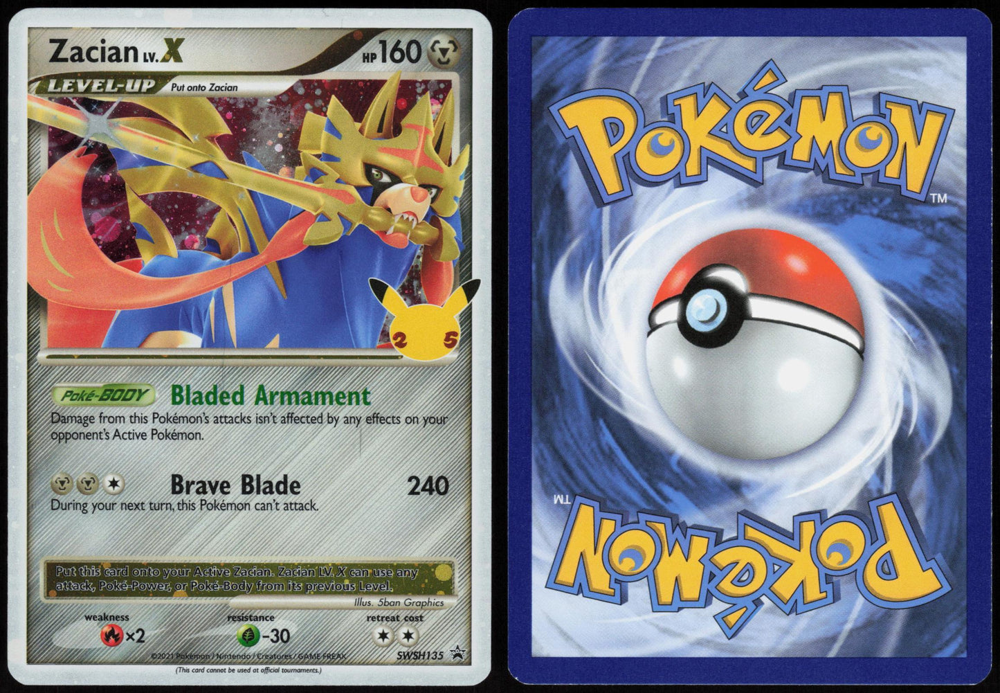 ZACIAN LV. X SWSH135 SWORD & SHIELD PROMO POKEMON PROMO HOLO LP