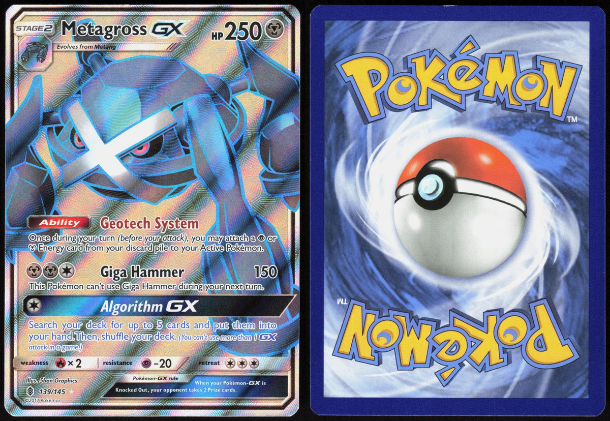 METAGROSS GX (FULL ART) 139/145 GUARDIANS RISING POKEMON ULTRA RARE HOLO LP