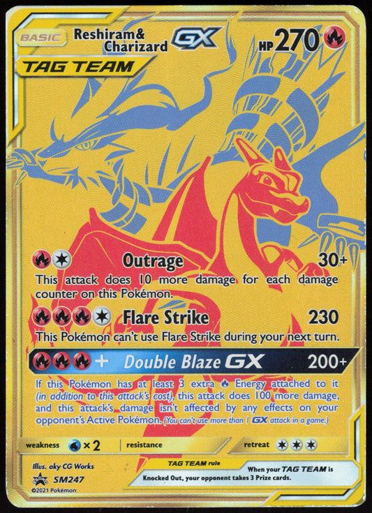 RESHIRAM & CHARIZARD GX - SM247 SUN & MOON PROMO POKEMON PROMO HOLO LP