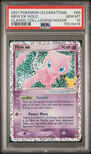 POKEMON TCG - MEW EX 88/92 POKEMON PSA 10 CELEBRATIONS CLASSIC COLLECTION (CRACK IN SLAB)