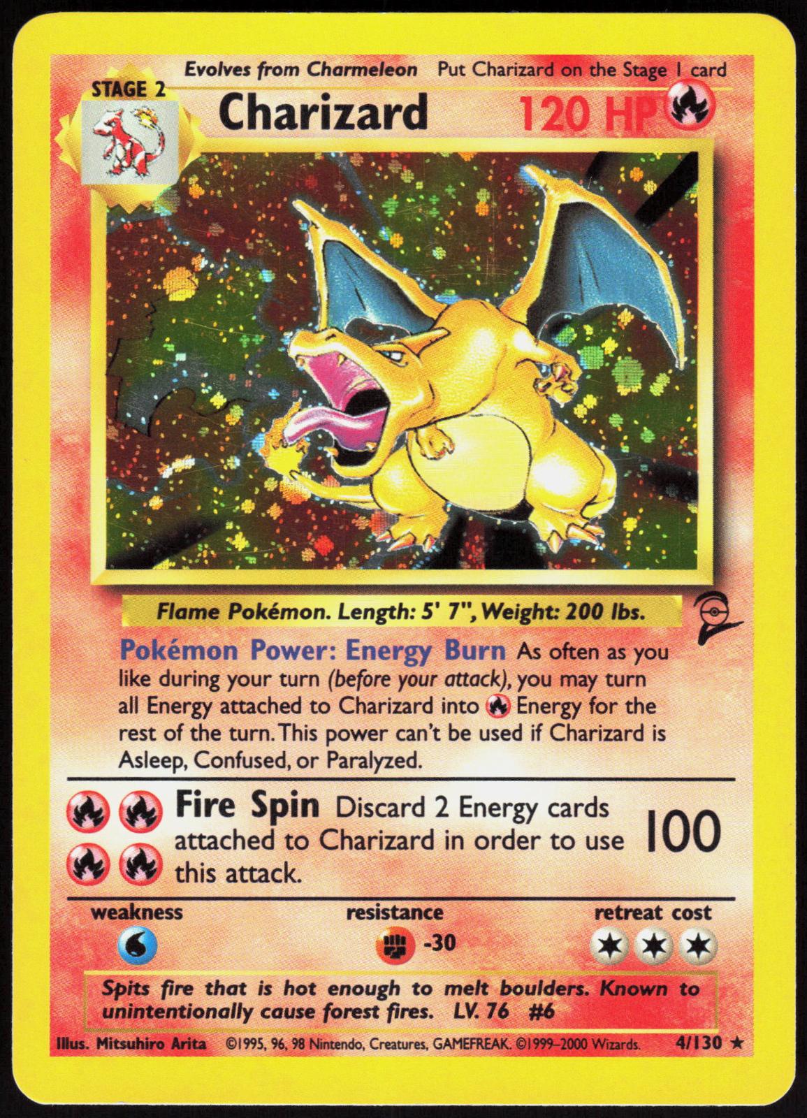 CHARIZARD 4/130 BASE SET 2 POKEMON RARE HOLO LP