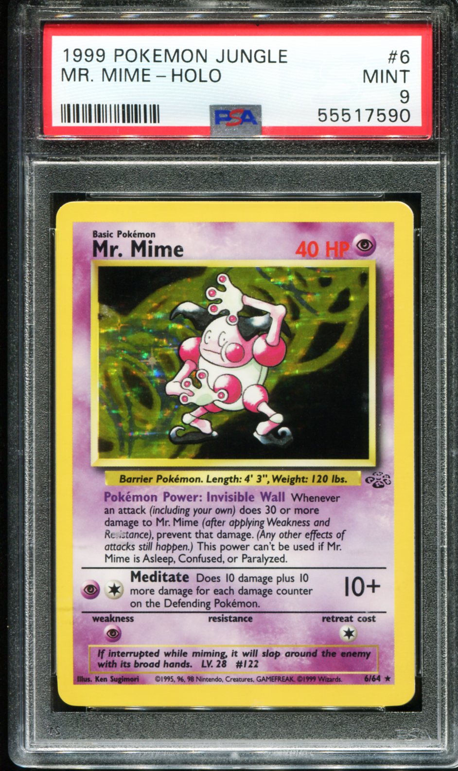 MR. MIME HOLO 6/64 PSA 9 JUNGLE POKEMON