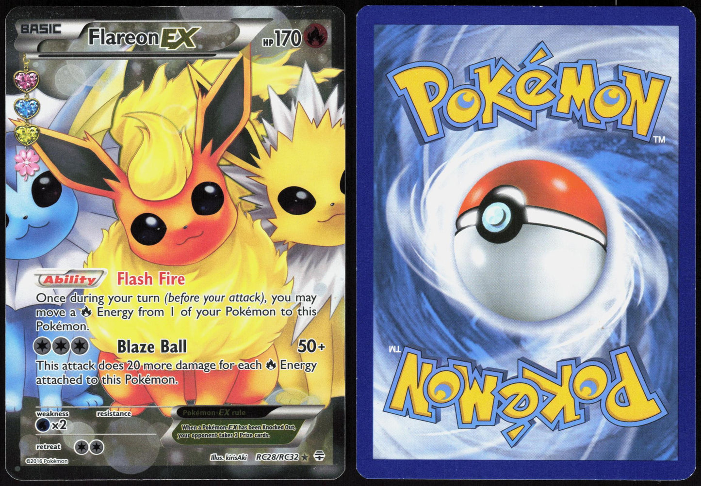 FLAREON EX RC28/RC32 GENERATIONS POKEMON ULTRA RARE HOLO LP