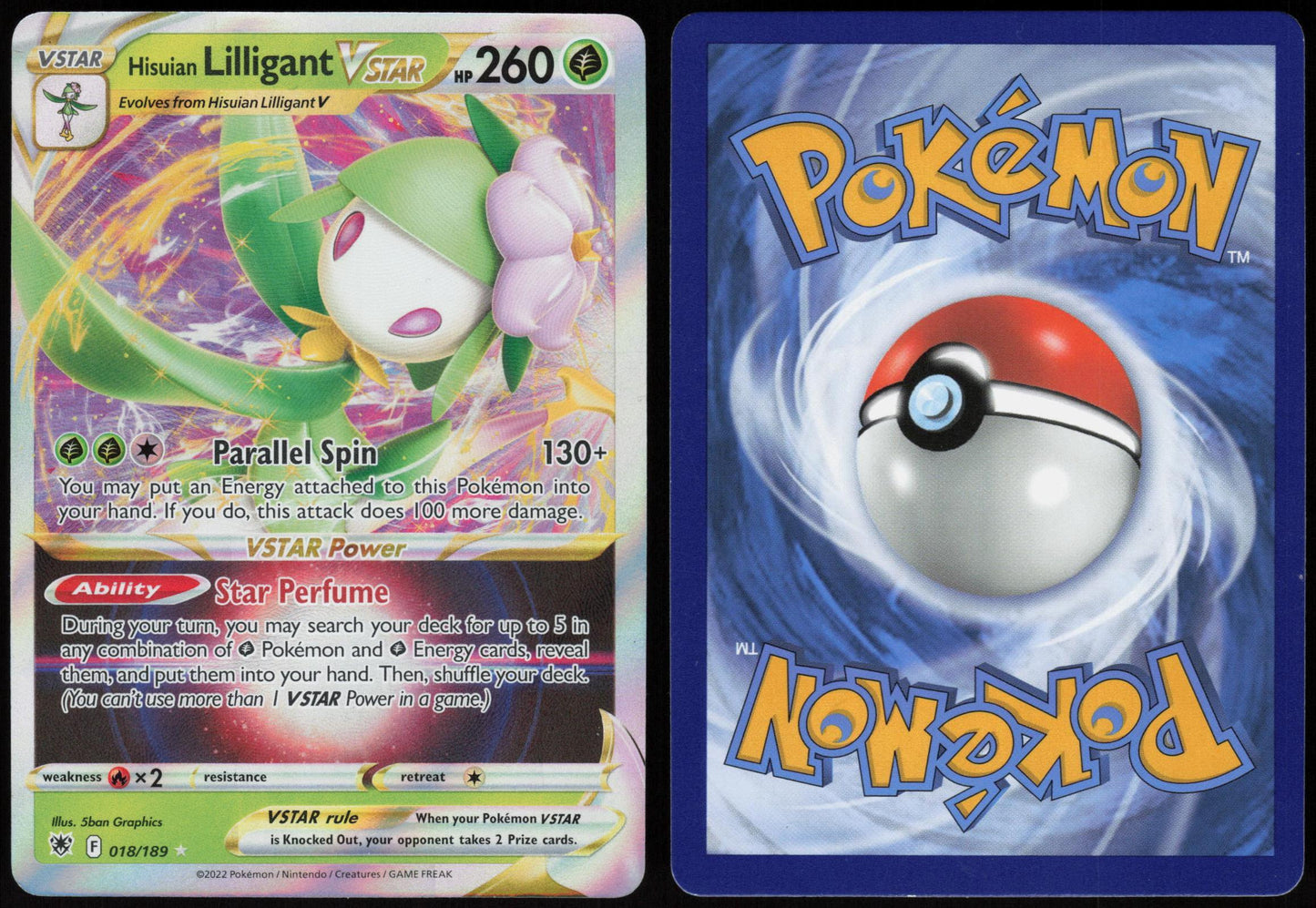 HISUIAN LILLIGANT VSTAR 018/189 ASTRAL RADIANCE POKEMON VSTAR RARE HOLO LP