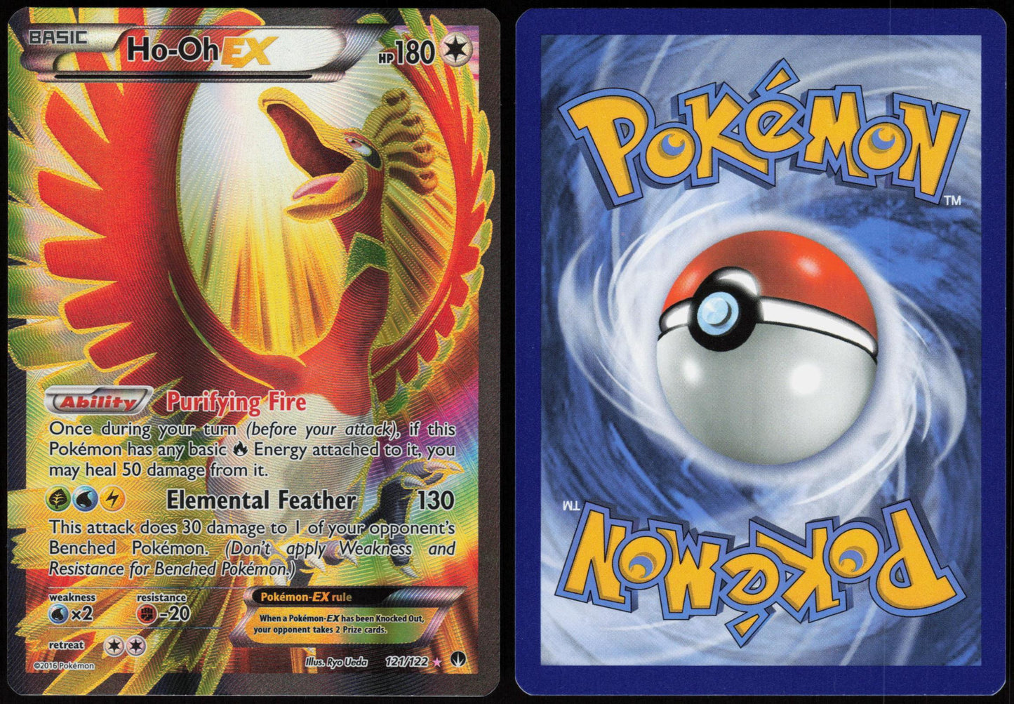 HO-OH EX 121/122 BREAKPOINT POKEMON ULTRA RARE HOLO LP