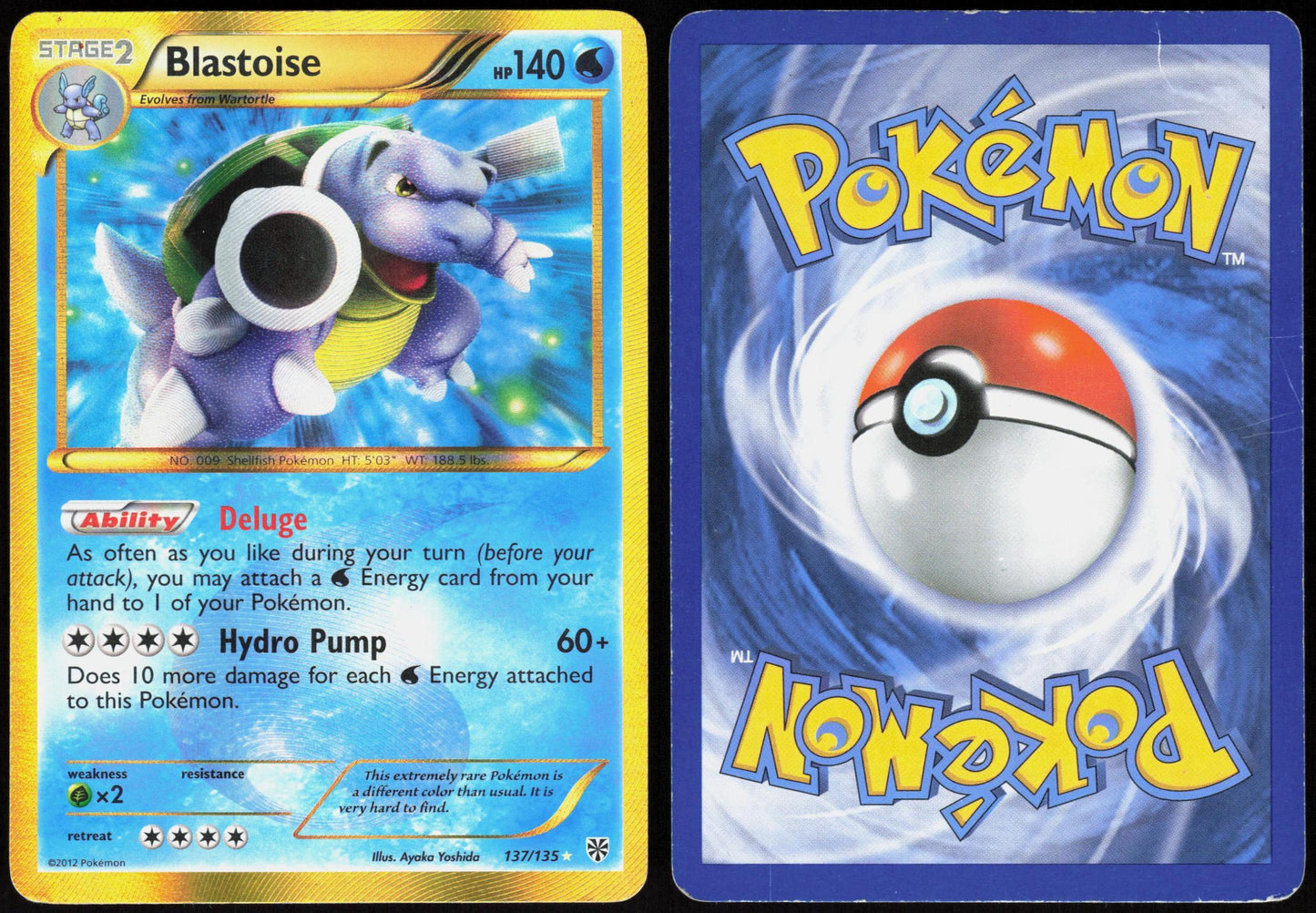 BLASTOISE 137/135 PLASMA STORM POKEMON SECRET RARE HOLO MP