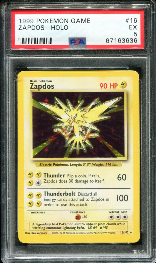 ZAPDOS HOLO 16/102 PSA 5 GAME POKEMON