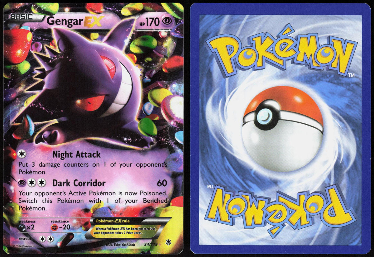 GENGAR EX 34/119 PHANTOM FORCES POKEMON EX RARE HOLO LP