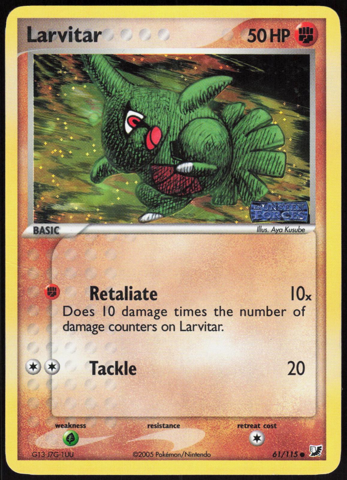 LARVITAR 61/115 UNSEEN FORCES POKEMON COMMON REVERSE HOLO MP