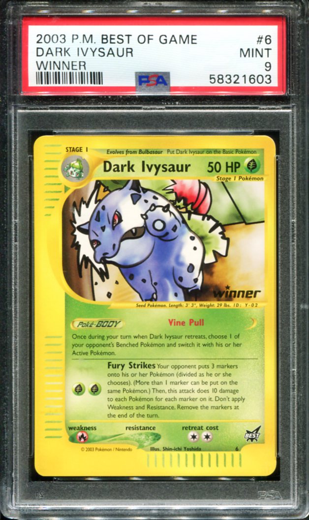DARK IVYSAUR 6/9 PSA 9 WINNER BEST OF GAME PROMO POKEMON