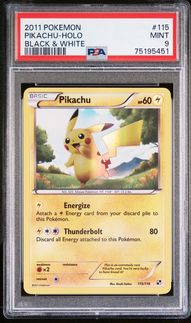 POKEMON TCG - PIKACHU 115/114 POKEMON PSA 9 BLACK & WHITE SECRET RARE