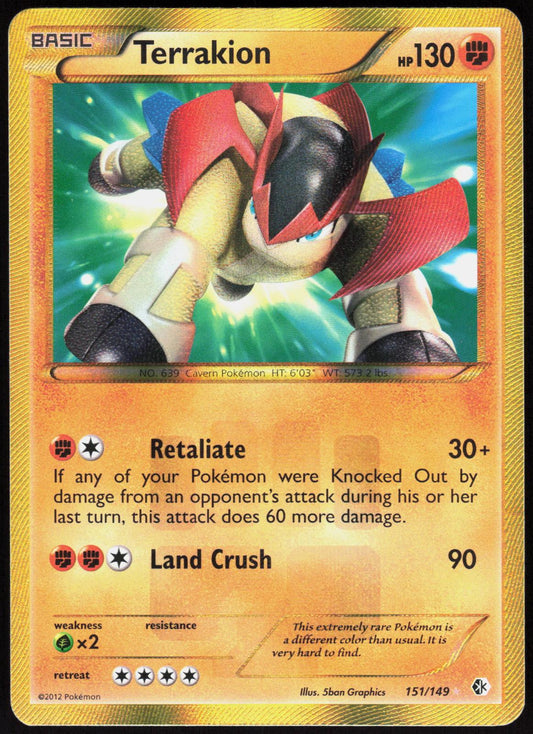 TERRAKION 151/149 BOUNDARIES CROSSED POKEMON SECRET RARE HOLO LP