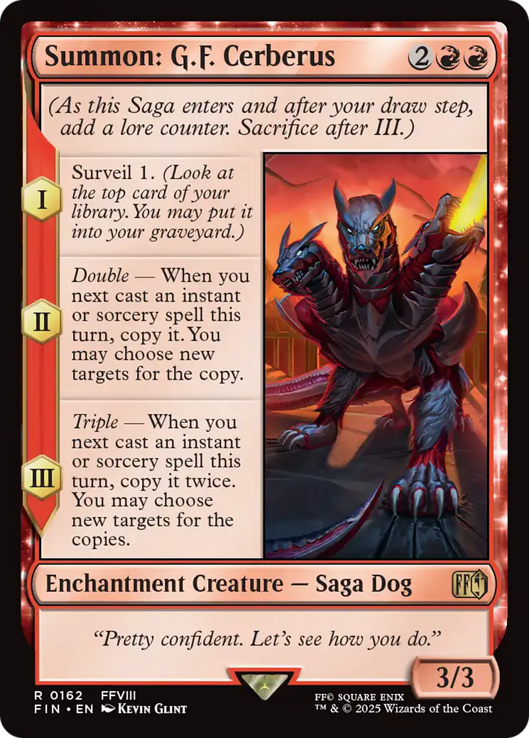 MAGIC: THE GATHERING  - Summon: G.F. Cerberus (FIN-162) - FINAL FANTASY: (enchantment) Foil