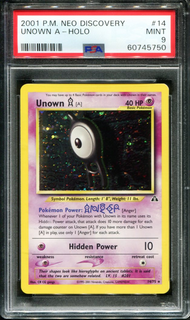 UNOWN A HOLO 14/75 PSA 9 NEO DISCOVERY POKEMON