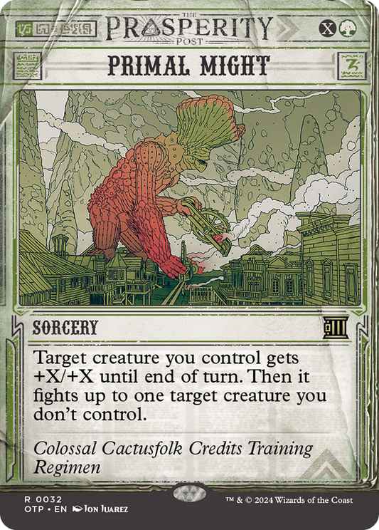 MAGIC: THE GATHERING  - Primal Might (OTP-032) - Breaking News: (Showcase) (Borderless) Foil