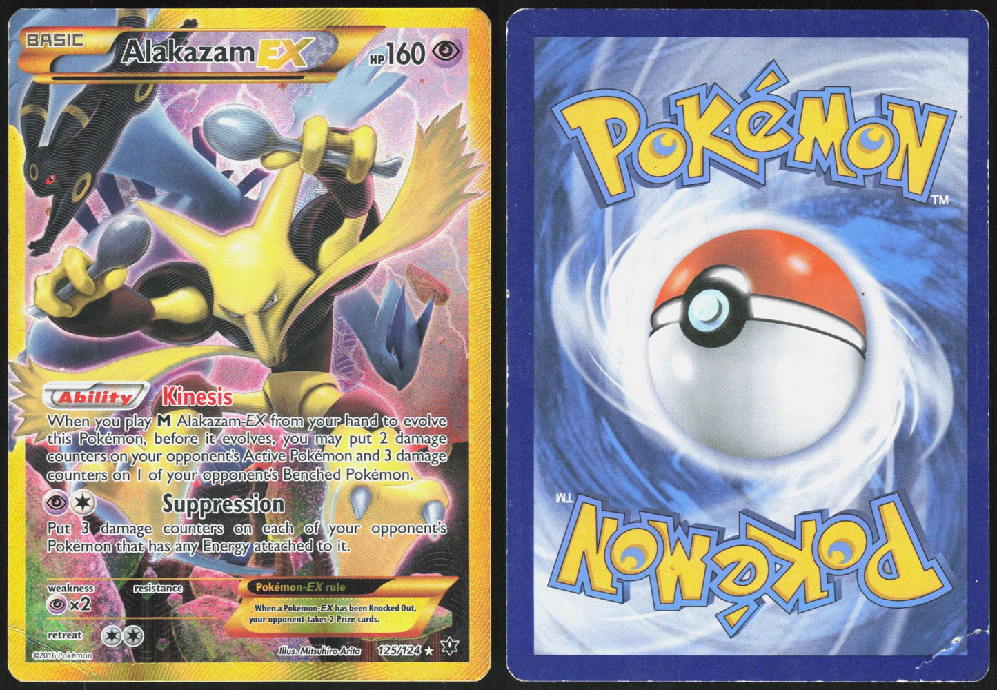 ALAKAZAM EX 125/124 FATES COLLIDE POKEMON SECRET RARE HP