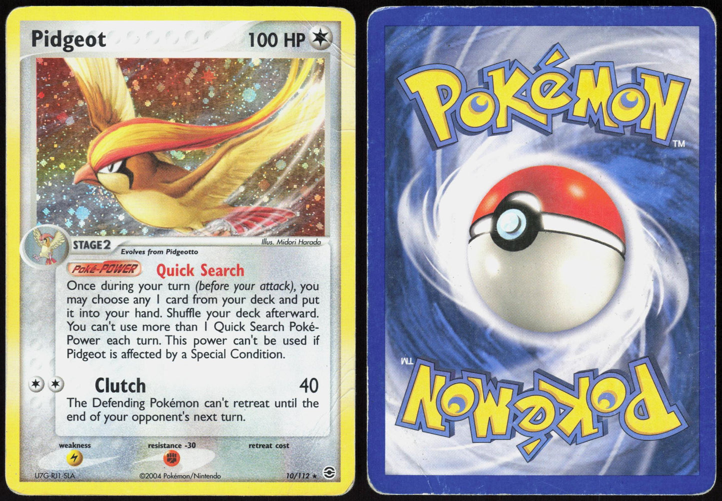PIDGEOT 10/112 FIRERED & LEAFGREEN POKEMON RARE HOLO HP