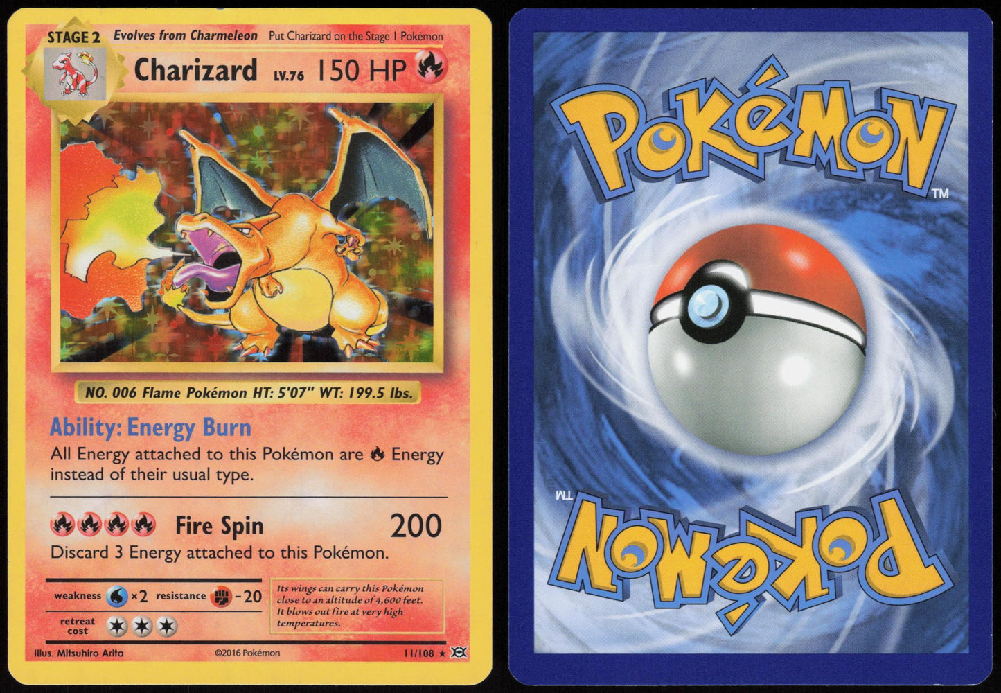 CHARIZARD 11/108 EVOLUTIONS POKEMON RARE HOLO LP