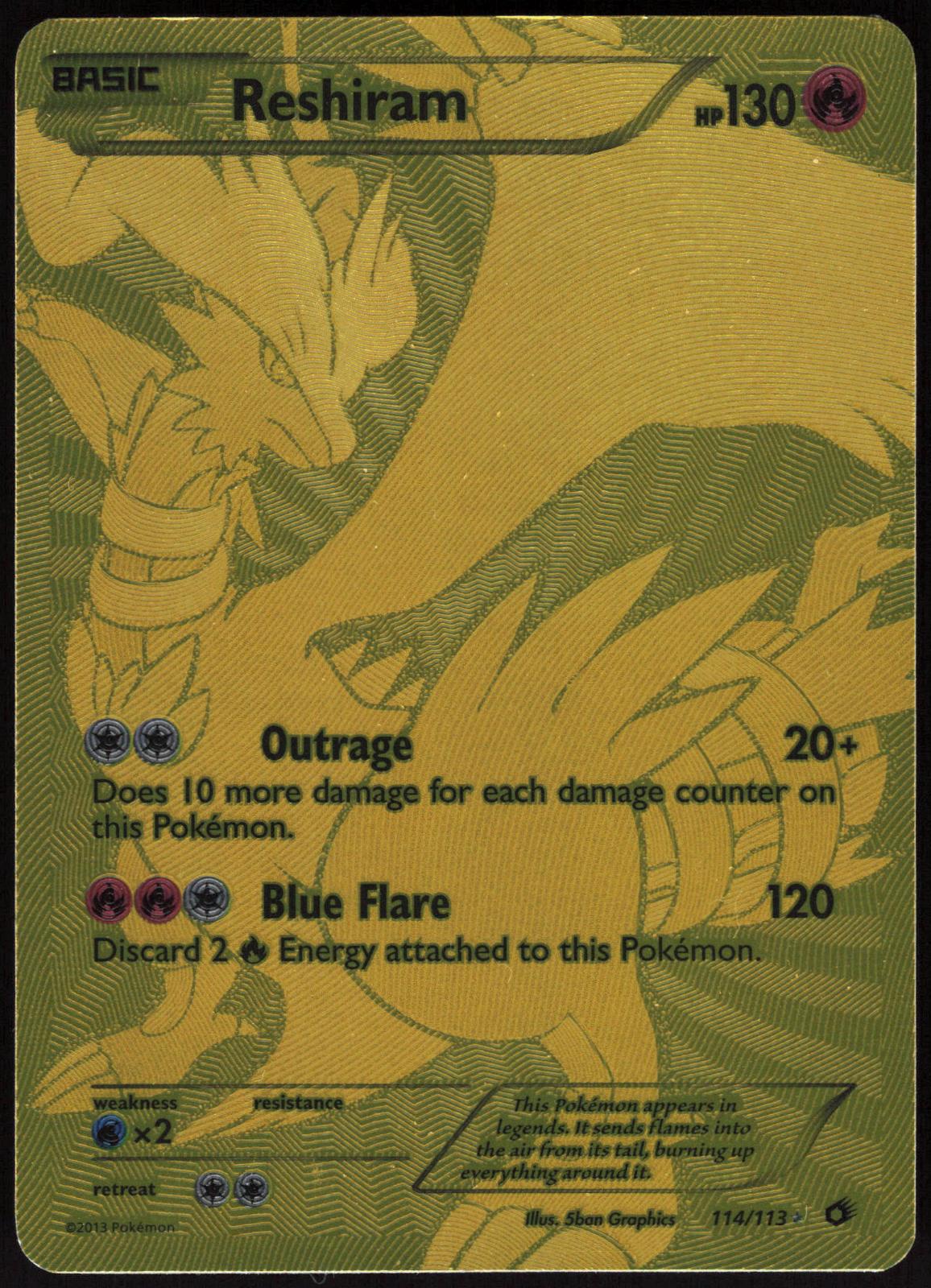 RESHIRAM (114 FULL ART SECRET RARE) 114/113 LEGENDARY TREASURES POKEMON HOLO LP