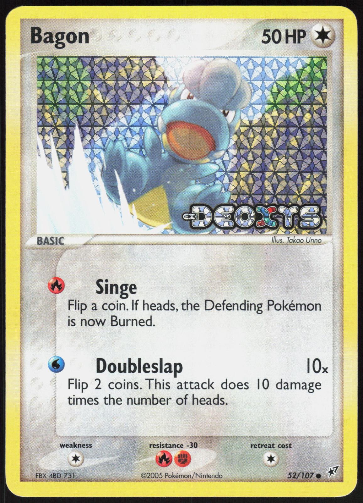 BAGON 52/107 DEOXYS POKEMON COMMON REVERSE HOLO MP