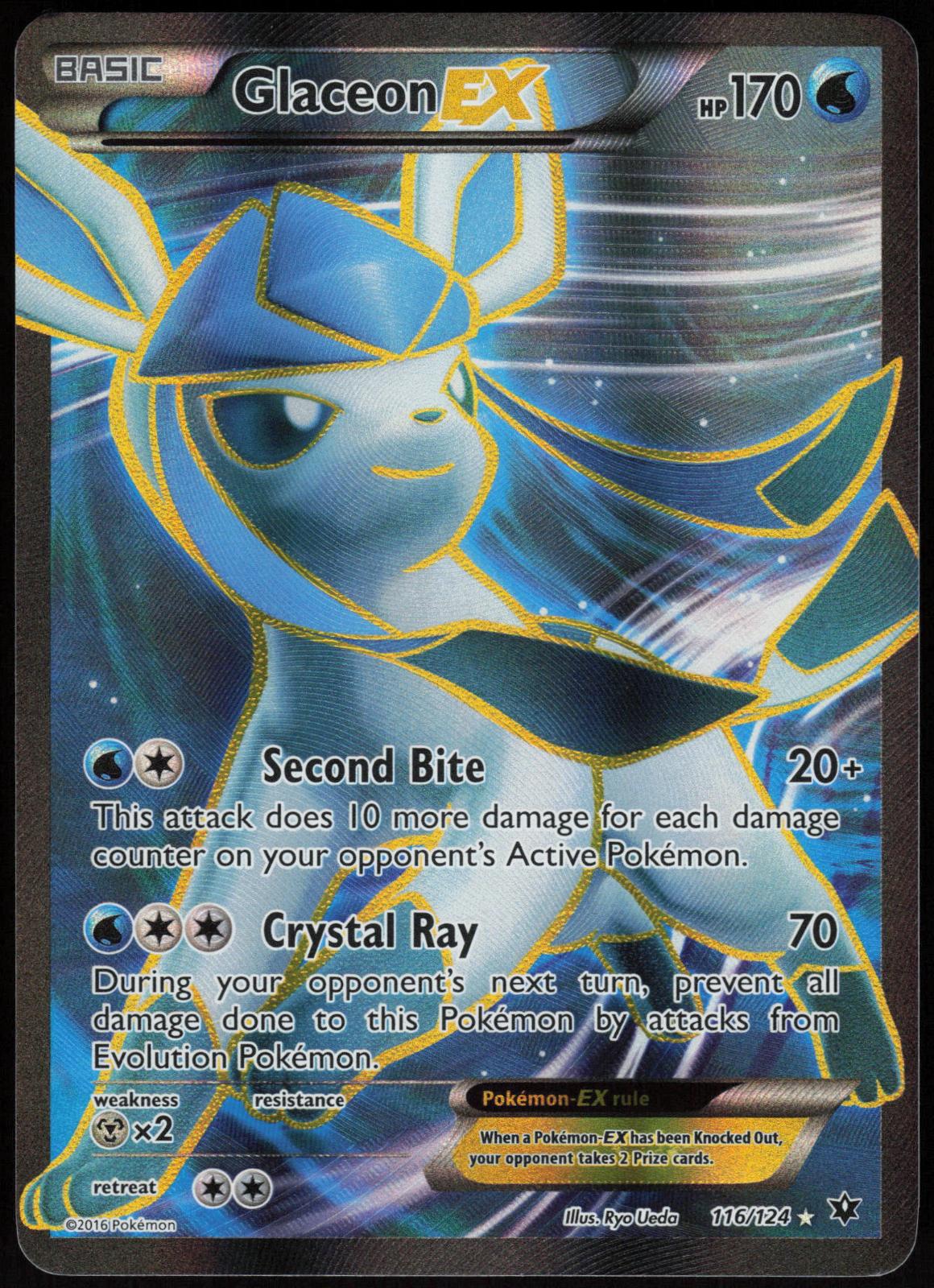 GLACEON EX 116/124 FATES COLLIDE POKEMON ULTRA RARE HOLO LP