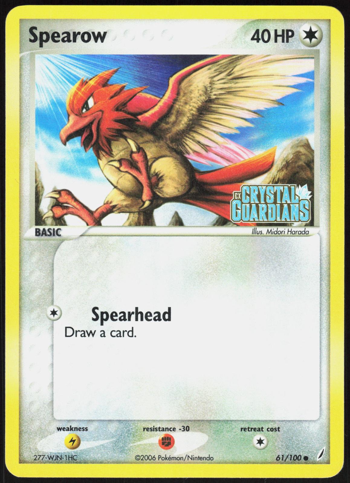SPEAROW 61/100 CRYSTAL GUARDIANS POKEMON COMMON REVERSE HOLO MP