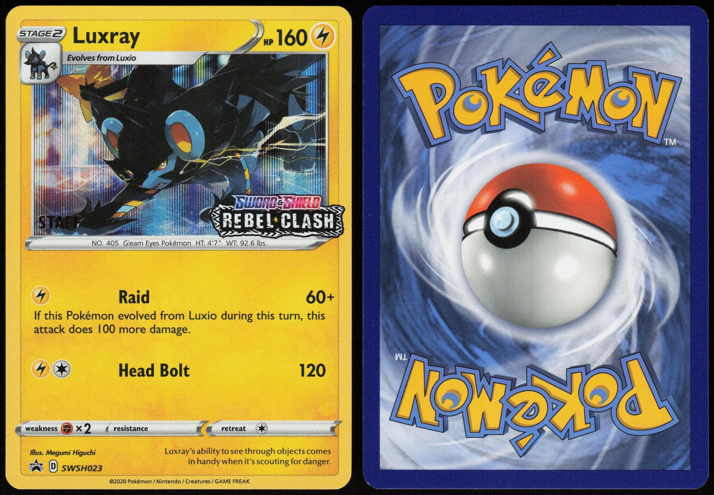 LUXRAY (PRERELEASE) [STAFF] SWSH023 SWORD & SHIELD PROMO POKEMON PROMO HOLO NM