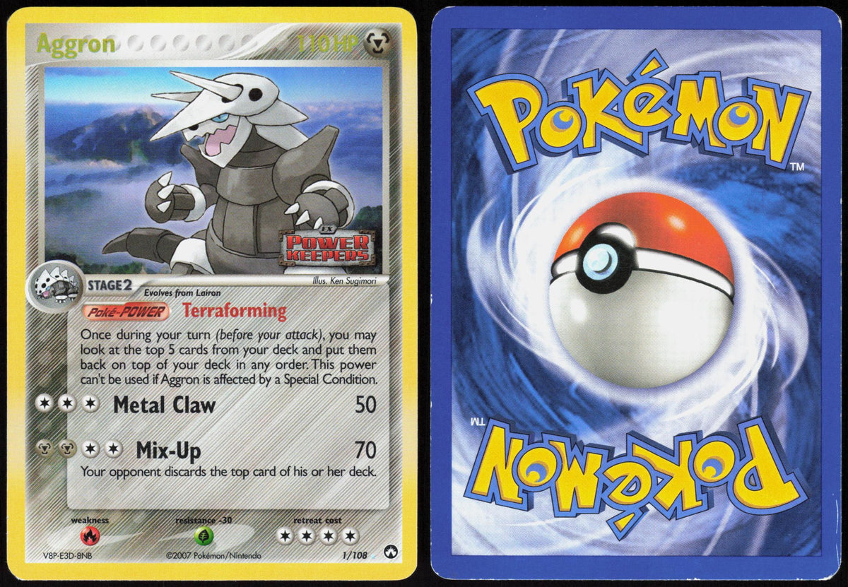 AGGRON 1/108 POWER KEEPERS POKEMON RARE REVERSE HOLO MP
