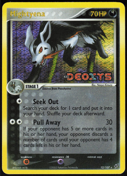 MIGHTYENA 12/107 DEOXYS POKEMON RARE REVERSE HOLO LP
