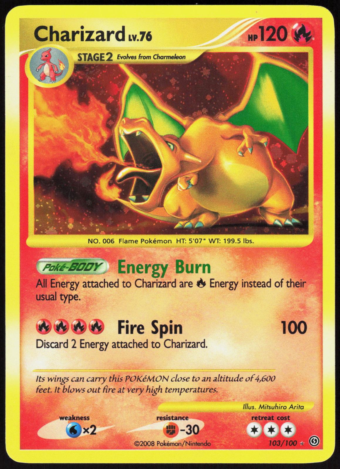 CHARIZARD 103/100 STORMFRONT POKEMON SECRET RARE HOLO LP